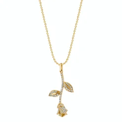 New LONG STEM ROSE DIAMOND NECKLACE Pendants