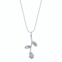 New LONG STEM ROSE DIAMOND NECKLACE Pendants