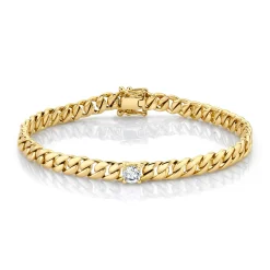 Best MEDIUM CUBAN LINK BRACELET WITH ROUND DIAMOND CENTER Chain Link