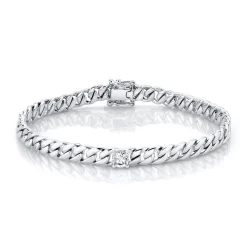 Best MEDIUM CUBAN LINK BRACELET WITH ROUND DIAMOND CENTER Chain Link
