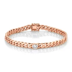 Best MEDIUM CUBAN LINK BRACELET WITH ROUND DIAMOND CENTER Chain Link