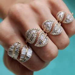 Hot MEDIUM LEAF DIAMOND RING Leaf