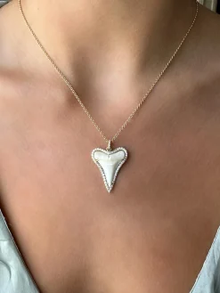 Shop MEDIUM SHARK TOOTH PENDANT WITH DIAMOND FRAME One Of A Kind