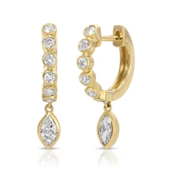 Cheap MELROSE BEZELED HUGGIES WITH MARQUISE DIAMOND DROP Huggies