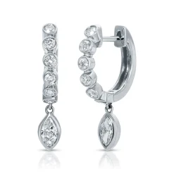 Cheap MELROSE BEZELED HUGGIES WITH MARQUISE DIAMOND DROP Huggies