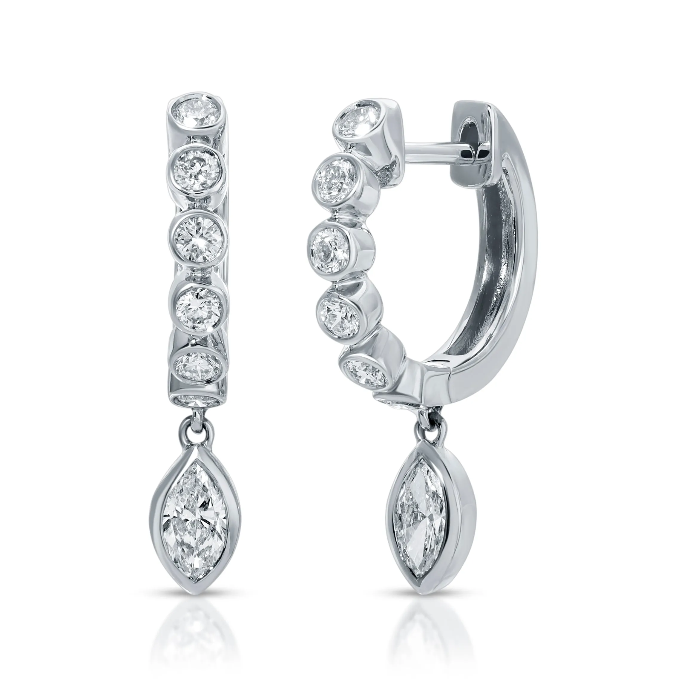 Cheap MELROSE BEZELED HUGGIES WITH MARQUISE DIAMOND DROP Huggies