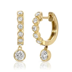 Store MELROSE BEZELED HUGGIES WITH ROUND DIAMOND DROP Huggies