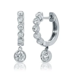 Store MELROSE BEZELED HUGGIES WITH ROUND DIAMOND DROP Huggies