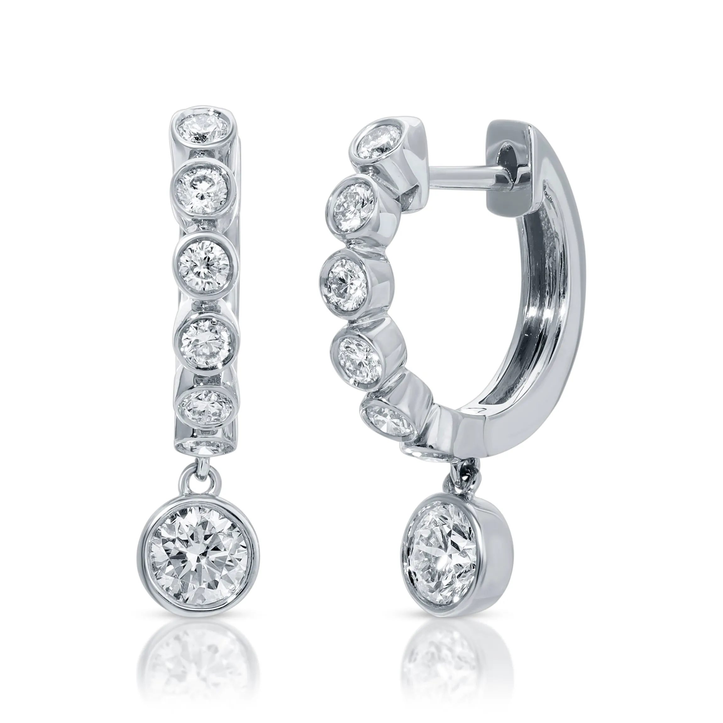 Store MELROSE BEZELED HUGGIES WITH ROUND DIAMOND DROP Huggies