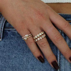 Fashion ME/YOU HEART DIAMOND PAVE PINKY RING Stacking|Pinky