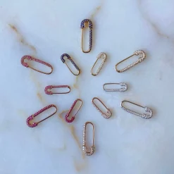 New MINI PINK SAPPHIRE SAFETY PIN EARRING Safety Pins & Clips
