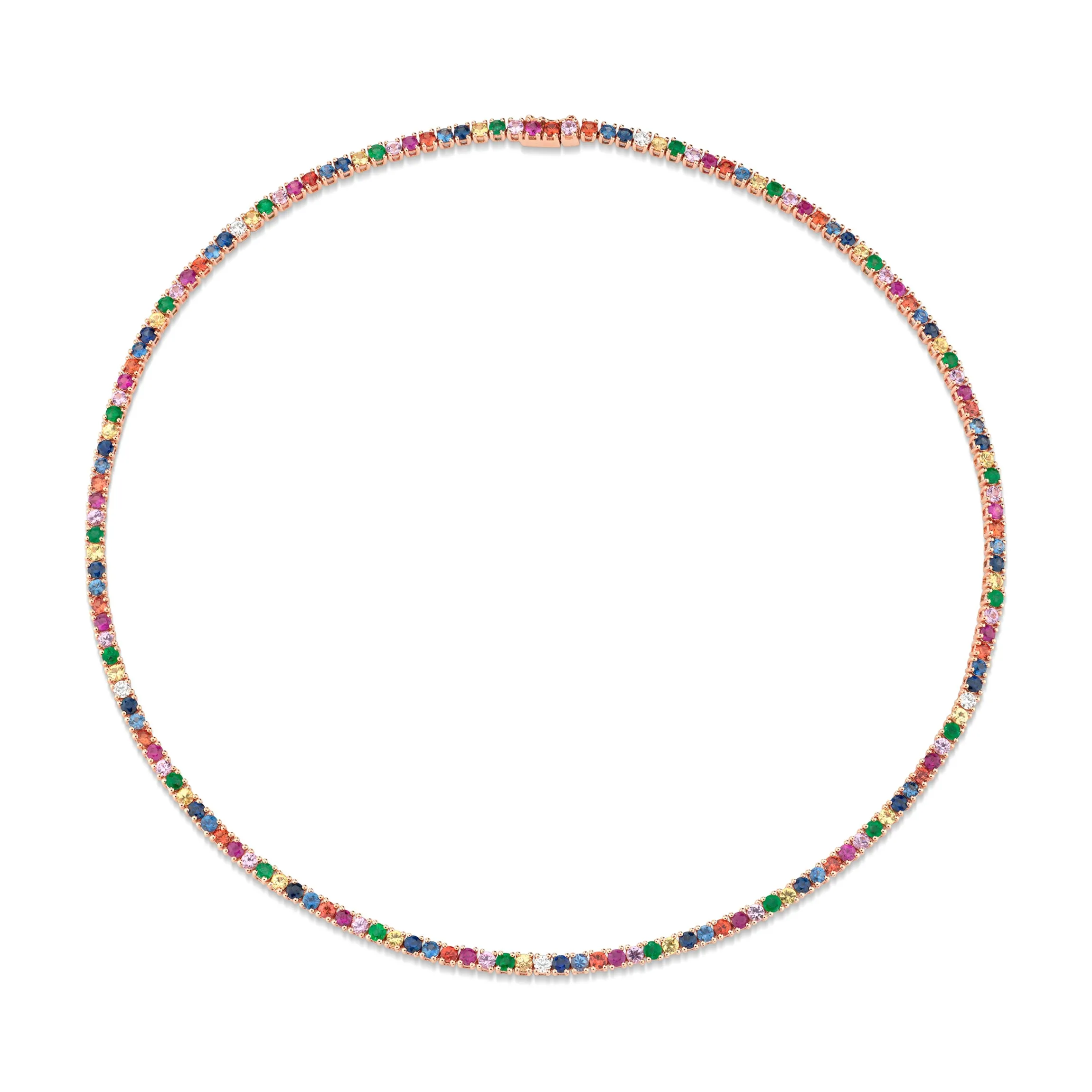 Cheap MULTI-COLORED DIAMOND AND GEMSTONE HEPBURN NECKLACE Chokers