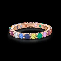Outlet MULTI-COLORED GEMSTONE AND DIAMOND ETERNITY BAND Eternity|Stacking