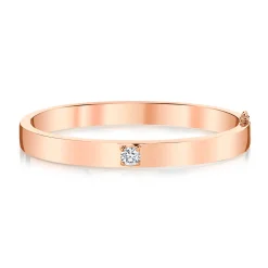 New OVAL BRACELET WITH ONE ROUND DIAMOND Bangles