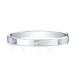 Sale OVAL BRACELET WITH THREE ROUND DIAMONDS Bangles