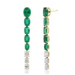 Sale OVAL SHAPE EMERALD AND DIAMOND DROP EARRINGS One Of A Kind