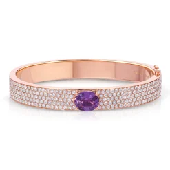 Outlet PAVÉ DIAMOND OVAL BRACELET WITH CUSHION CUT PINK SAPPHIRE CENTER One Of A Kind