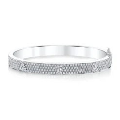 Outlet PAVE DIAMOND OVAL BRACELET WITH THREE TRILLION DIAMONDS Bangles
