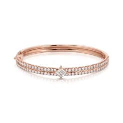 Online PAVE GIA BANGLE WITH KITE DIAMOND CENTER One Of A Kind|Bangles