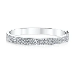 Cheap PAVE OVAL BRACELET WITH THREE ROUND DIAMONDS Bangles