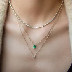 New PEAR EMERALD NECKLACE One Of A Kind
