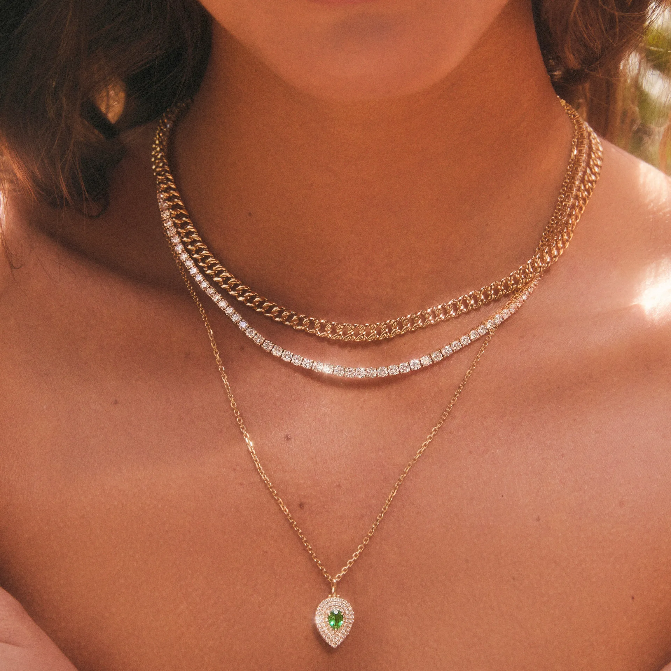 New PEAR SHAPED DIAMOND LOULOU LOCKET WITH PEAR SHAPED EMERALD Pendants
