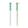 Shop PEAR SHAPED EMERALD AND DIAMOND DROP EARRINGS One Of A Kind