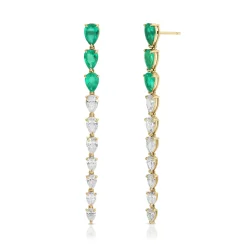 Shop PEAR SHAPED EMERALD AND DIAMOND DROP EARRINGS One Of A Kind