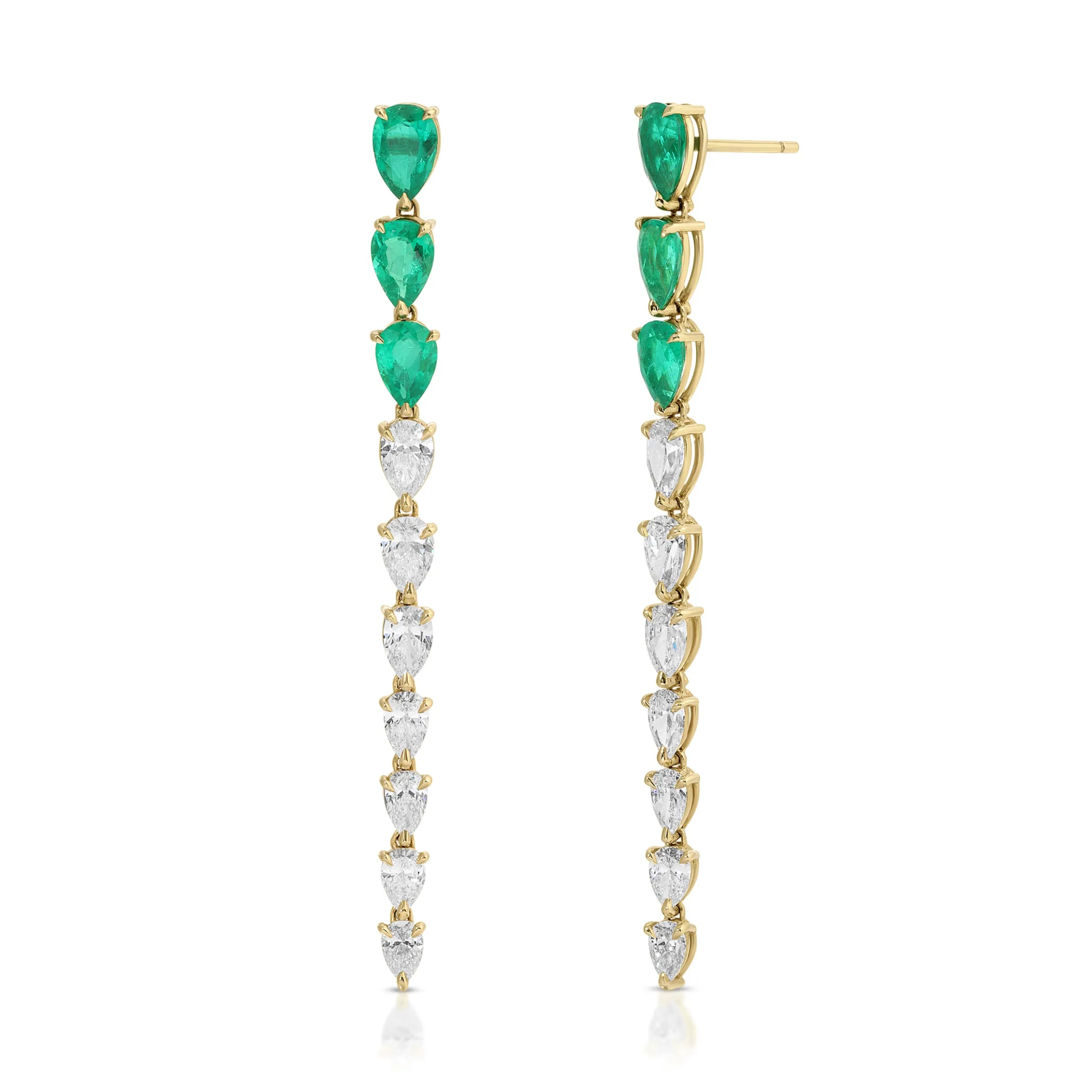 Shop PEAR SHAPED EMERALD AND DIAMOND DROP EARRINGS One Of A Kind