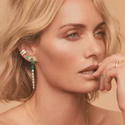 Shop PEAR SHAPED EMERALD AND DIAMOND DROP EARRINGS One Of A Kind