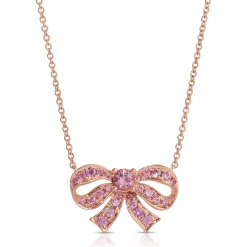 Clearance PINK SAPPHIRE BOW NECKLACE Pendants
