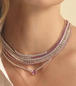 Discount PINK SAPPHIRE OVAL DIAMOND HEPBURN NECKLACE One Of A Kind