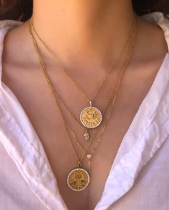 Cheap PISCES ZODIAC COIN PENDANT WITH DIAMOND FRAME Pendants|Zodiac Coins