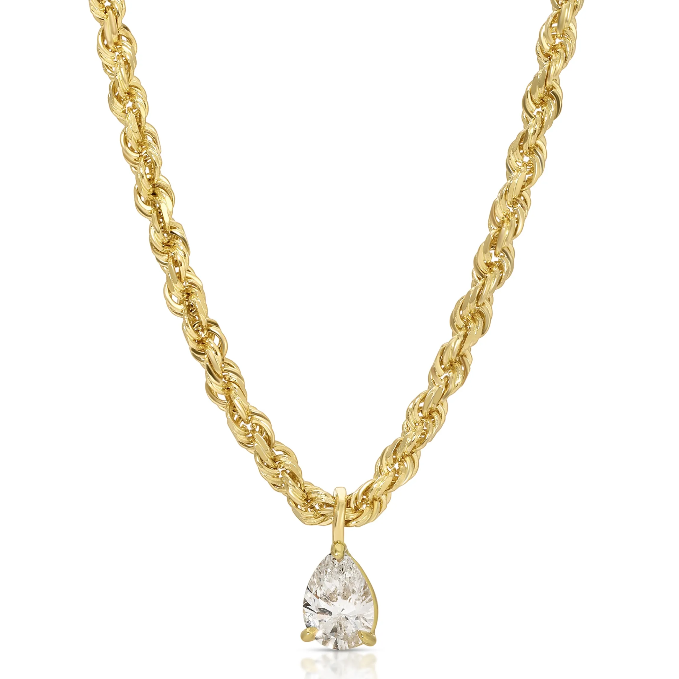 Cheap ROPE CHAIN WITH PEAR DIAMOND PENDANT Pendants