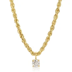 Fashion ROPE CHAIN WITH ROUND DIAMOND PENDANT Pendants