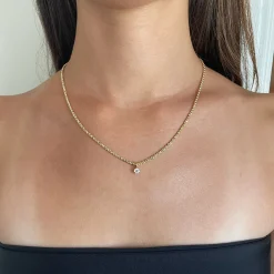Fashion ROPE CHAIN WITH ROUND DIAMOND PENDANT Pendants