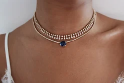 Cheap ROUND AND PEAR DIAMOND SHAKER NECKLACE Chokers