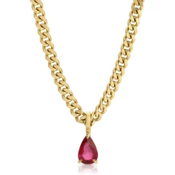 Outlet RUBY PEAR PENDANT ON BABY CURB CHAIN Pendants
