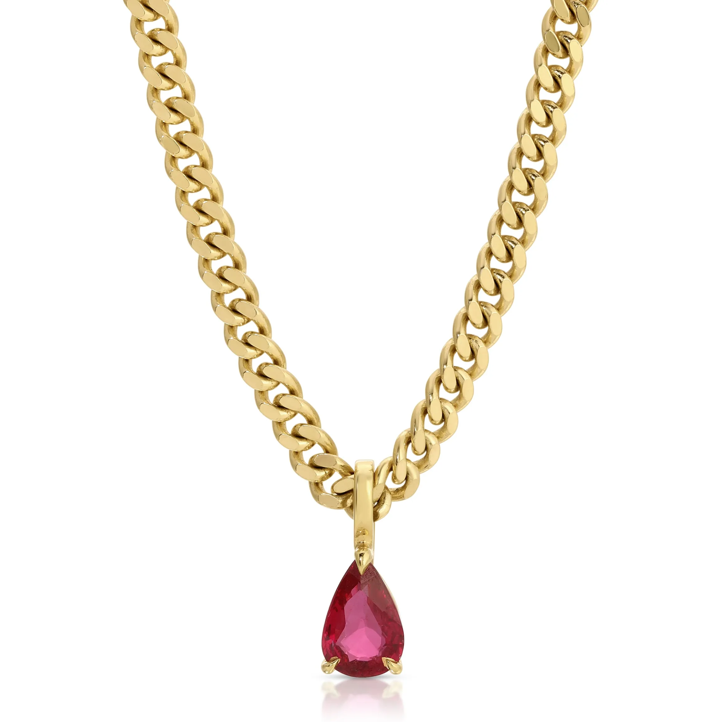 Outlet RUBY PEAR PENDANT ON BABY CURB CHAIN Pendants