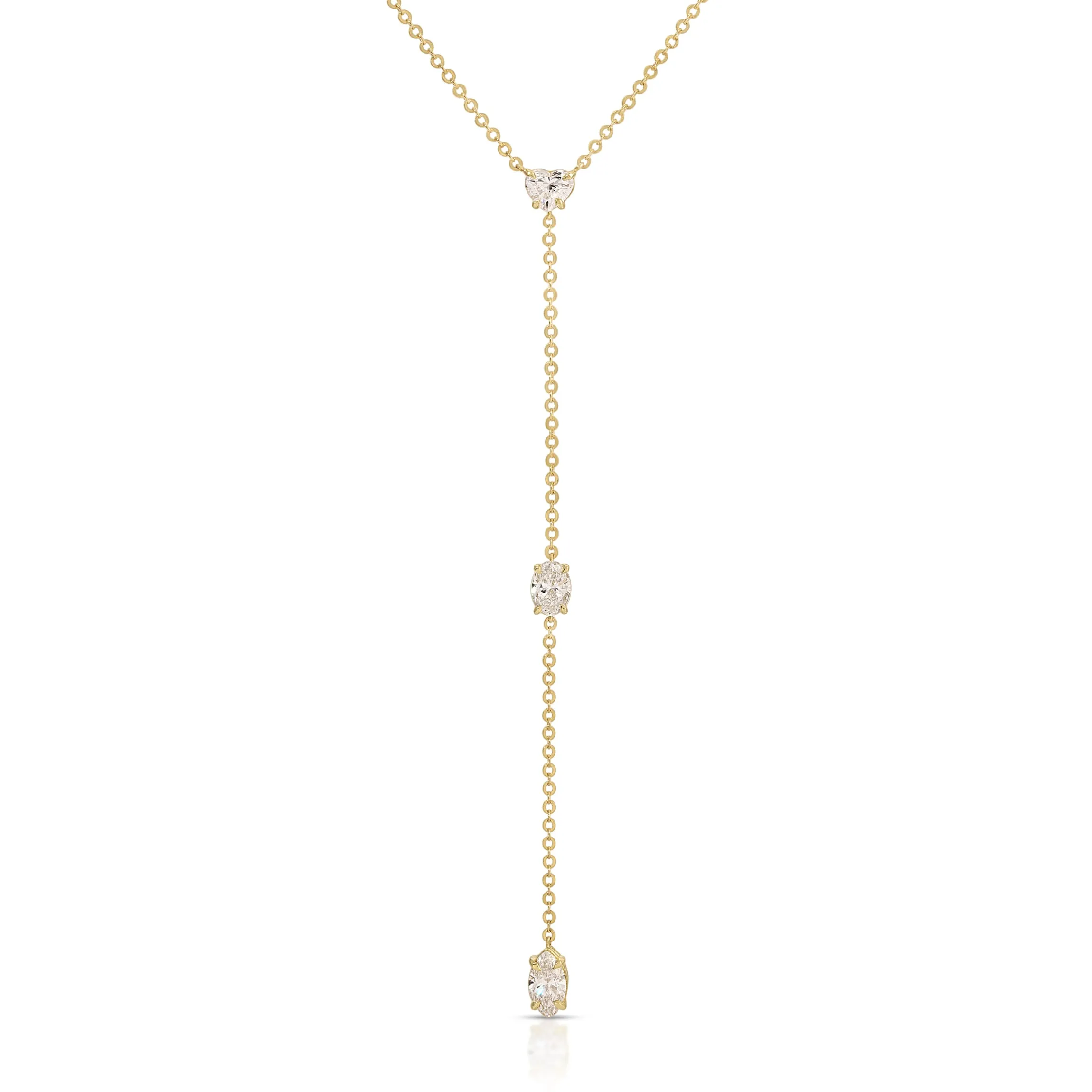 Outlet SHORT LARIAT WITH HEART, OVAL AND MARQUISE DIAMONDS Lariats