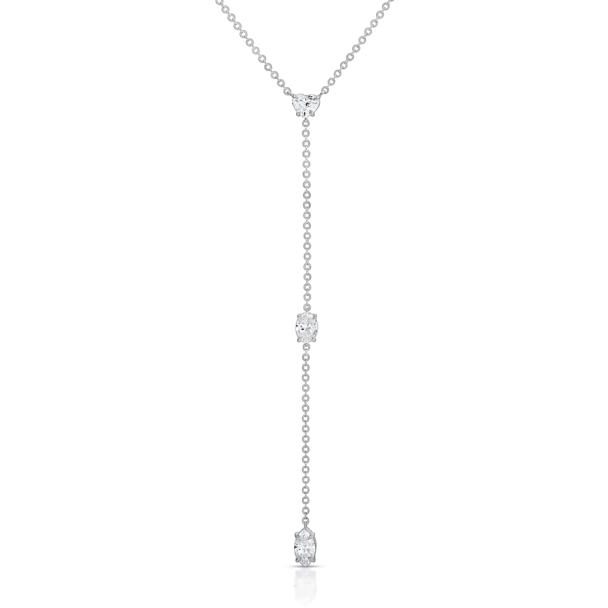 Outlet SHORT LARIAT WITH HEART, OVAL AND MARQUISE DIAMONDS Lariats
