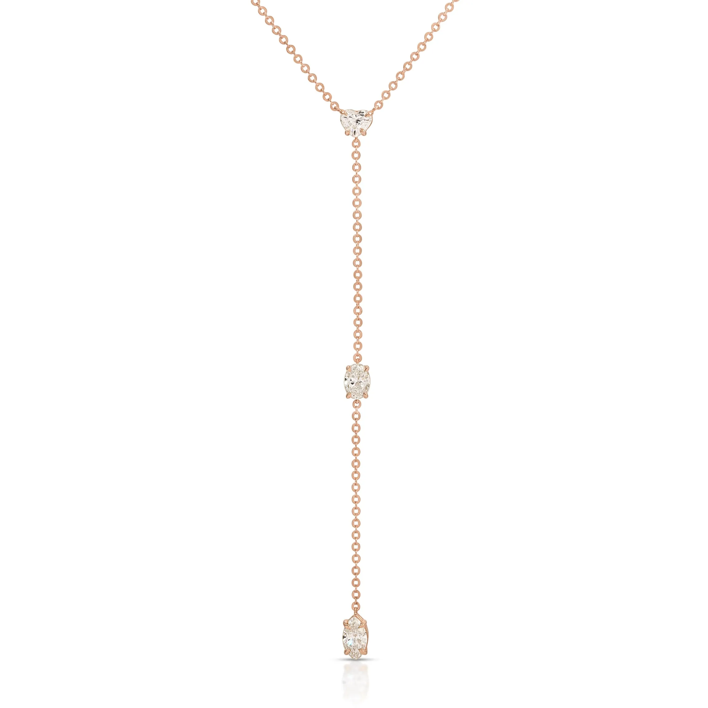 Outlet SHORT LARIAT WITH HEART, OVAL AND MARQUISE DIAMONDS Lariats
