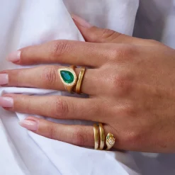 Cheap SIDEWAYS COLOMBIAN PEAR EMERALD AND PAVE DIAMOND RING One Of A Kind