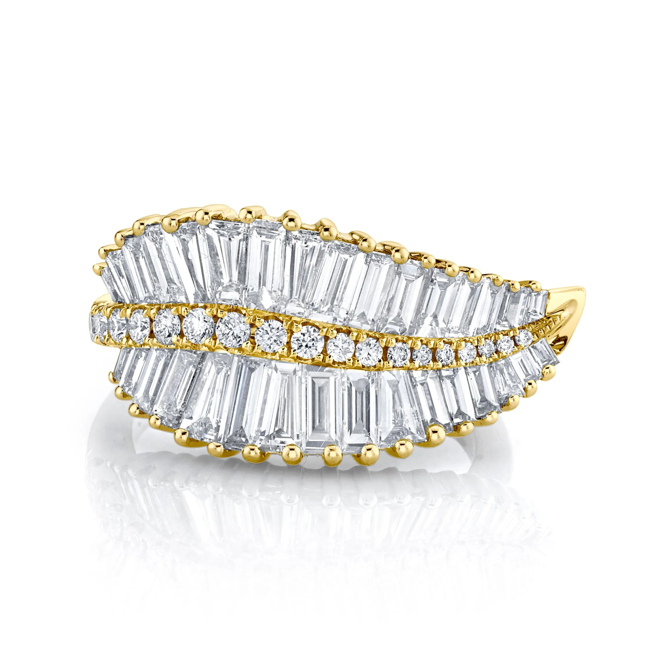 Outlet SIDEWAYS PALM LEAF DIAMOND RING Leaf