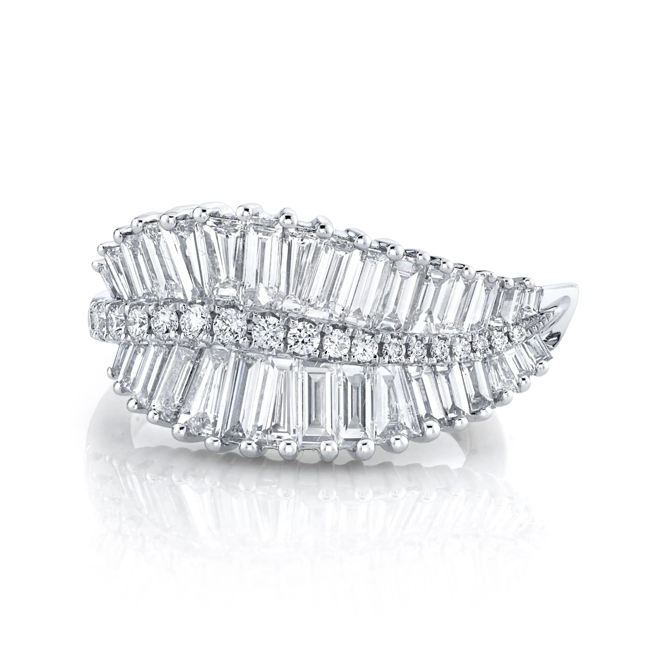 Outlet SIDEWAYS PALM LEAF DIAMOND RING Leaf