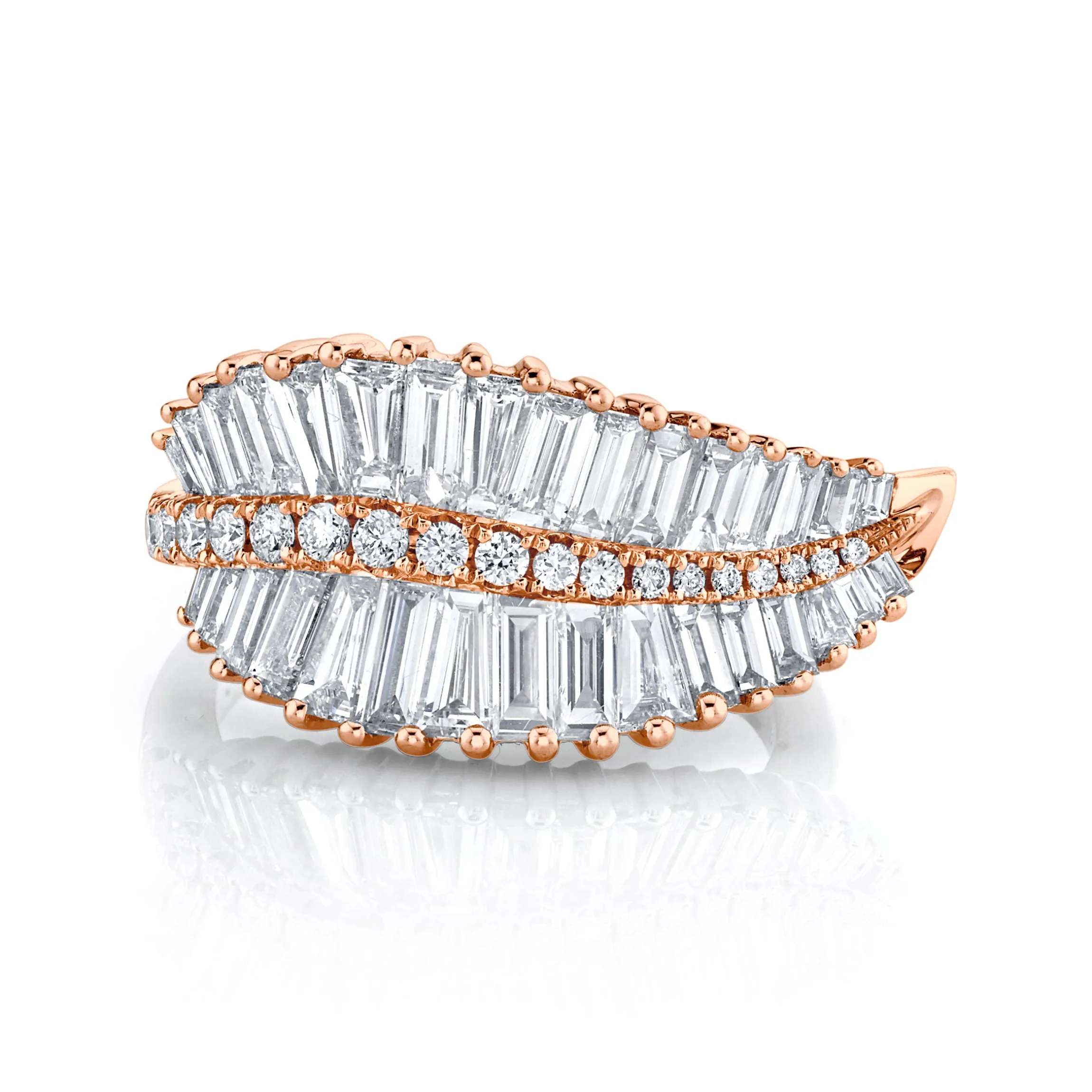 Outlet SIDEWAYS PALM LEAF DIAMOND RING Leaf