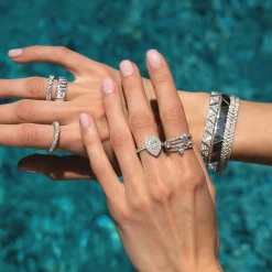 Store SIDEWAYS PEAR DIAMOND PAVE RING Stacking