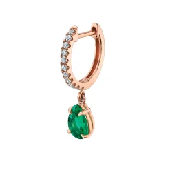 Flash Sale SINGLE DIAMOND HUGGIE WITH PEAR-SHAPED EMERALD DROP Huggies