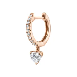 Flash Sale SINGLE DIAMOND HUGGIE WITH DIAMOND HEART DROP Huggies
