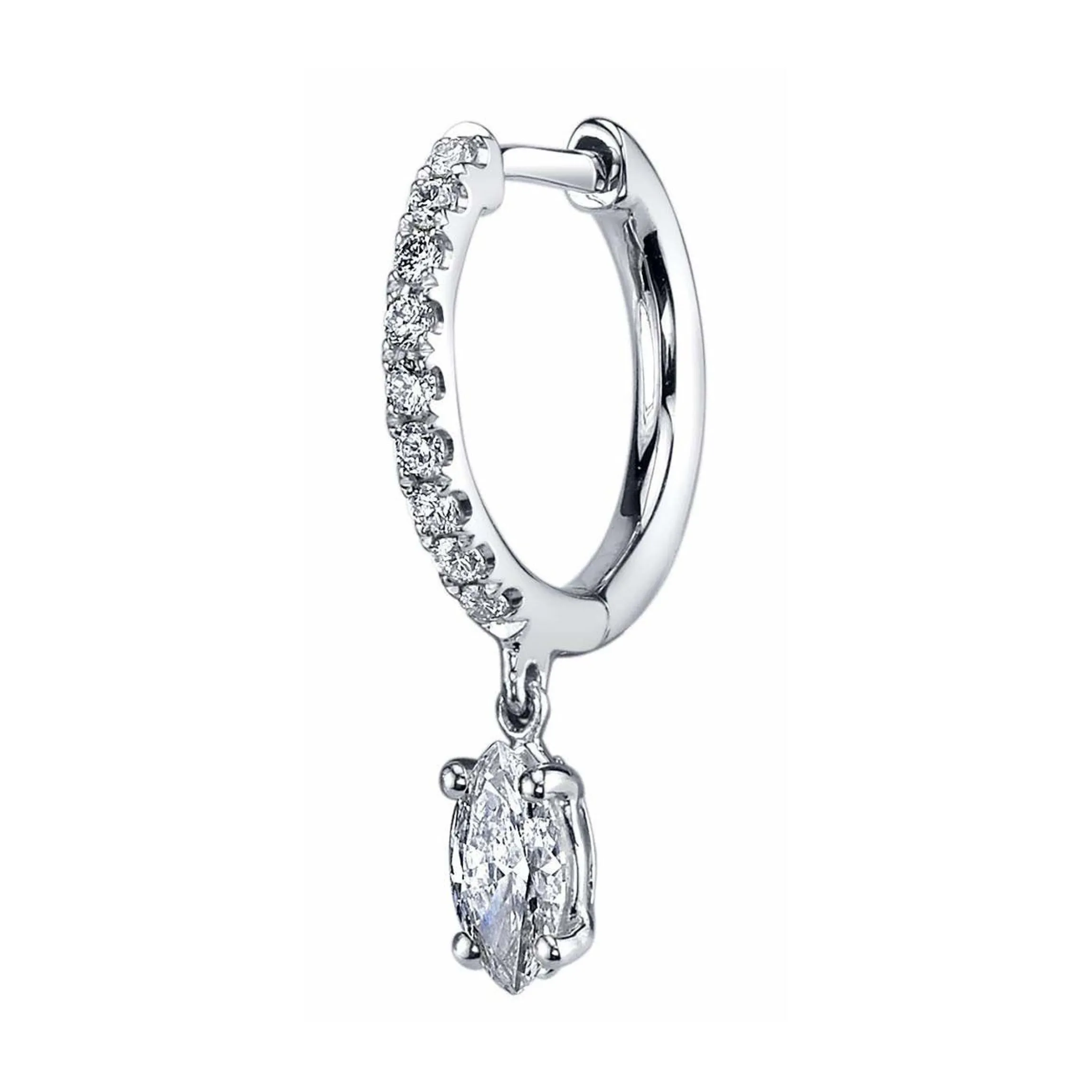 Outlet SINGLE DIAMOND HUGGIE WITH MARQUISE DIAMOND DROP Huggies